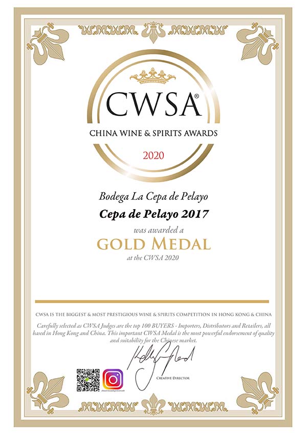 2 medallas para La Cepa de Pelayo en China Wine Spirit Awards 2020